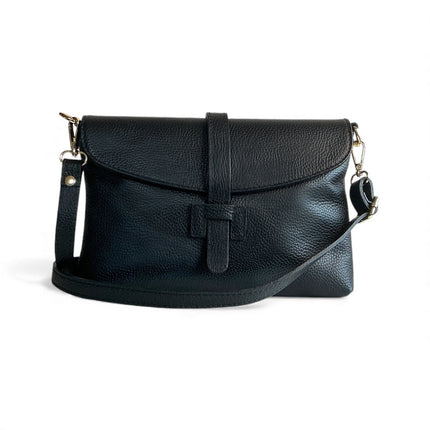 Versatile Handbag Beautifully Handcrafted in Italian Pebble Leather - Use also as a Clutch
